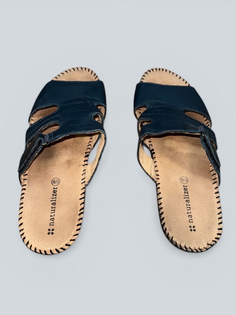 Naturalizer navy leather slide sandals - Picture 2 of 3